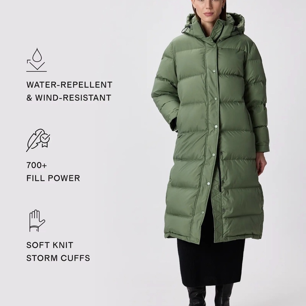 Quince Responsible Down Ling Puffer Coat in Sea Spray Green Size Small 1052 - Picture 3 of 12